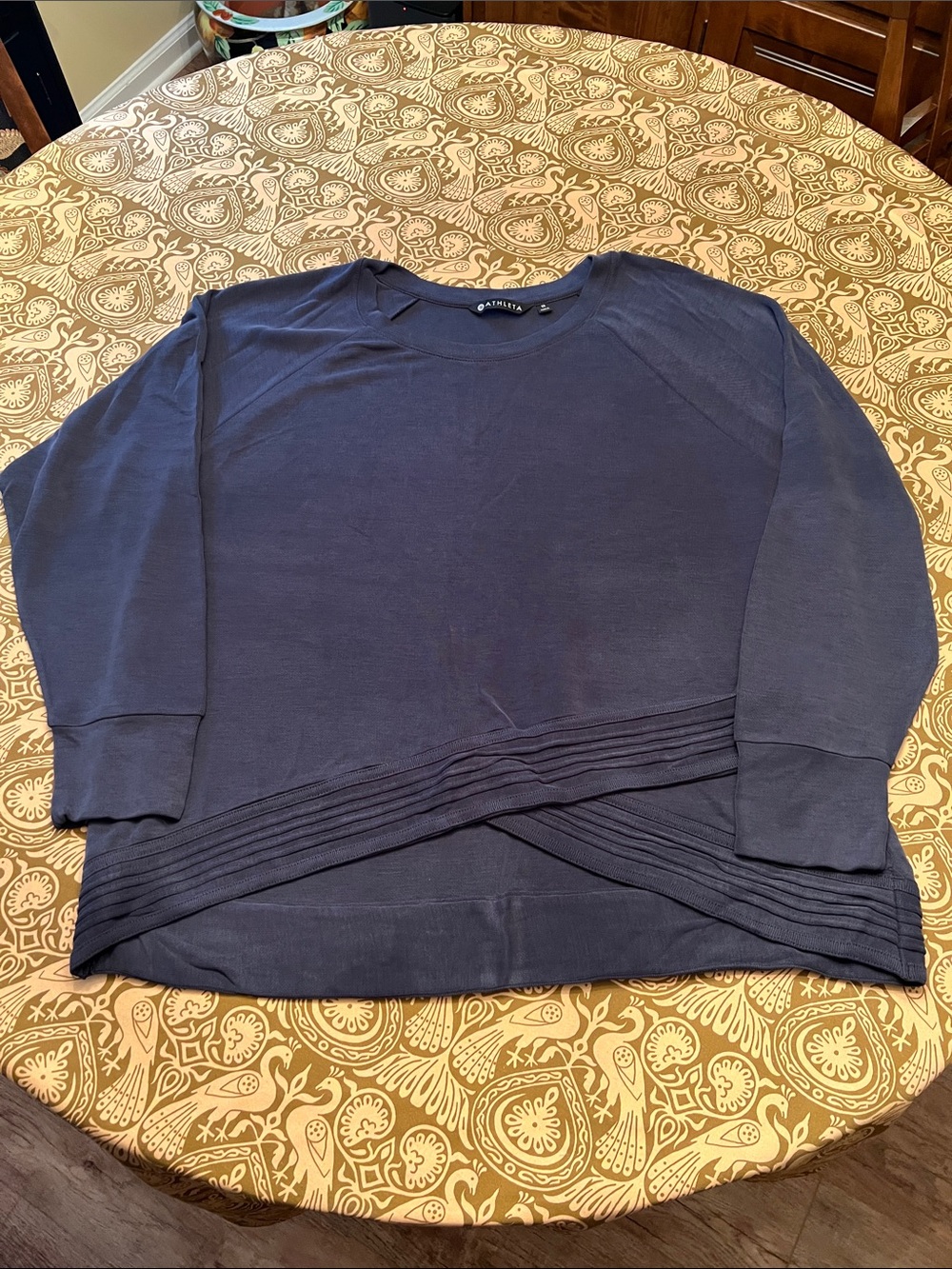 Athleta Navy Hi Lo Cross-Hem Pullover Sweatshirt